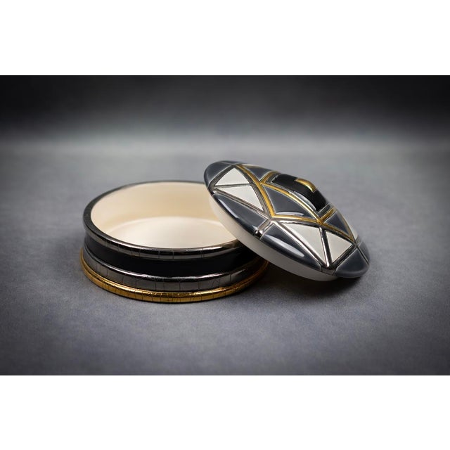 Black Géo Collection Ca Doro Box in Enamel by Clotilde D for Longwy, France, 2010s For Sale - Image 8 of 12