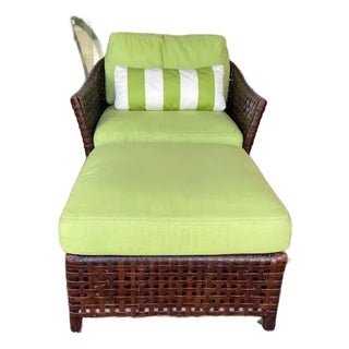 Baker McGuire Antalya Laced Leather Club Chairs & Ottoman For Sale