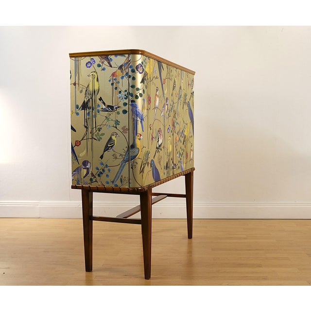 Swedish Gold Cabinet with Christian Lacroix Wallpaper, 1950s For Sale - Image 6 of 11