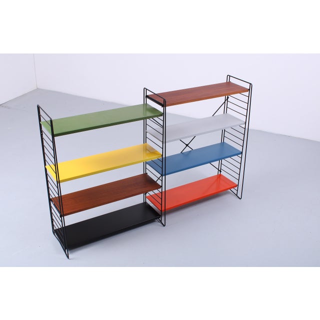 1950s Modular Colored Metal Floor Rack by A. D. Dekker for Tomado, 1950s, Set of 12 For Sale - Image 5 of 17