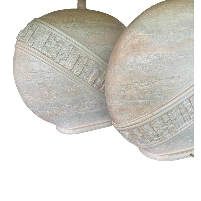 Stone 1980s Postmodern Oval Faux Tessellated Stone Lamps, a Pair For Sale - Image 7 of 10