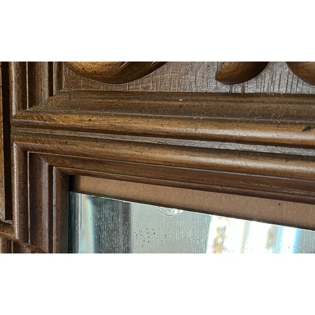 Wood Pair of Vintage Spanish/Baroque Revival Carved Wood Arched Wall Mirrors For Sale - Image 7 of 11