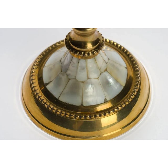 Hand Wrought Brass & Mother of Pearl Table Set For Sale In Chicago - Image 6 of 8