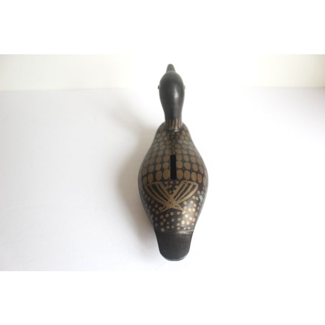 Cabin Vintage Brass Duck or Loon Bank, Piggy Bank For Sale - Image 3 of 7