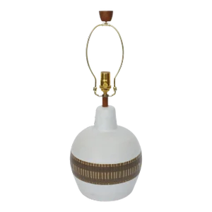 1950s Gordon Martz for Marshall Studios Banded White Table Lamp