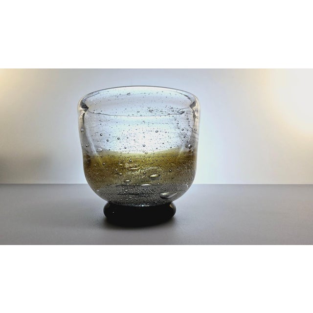 Glass Swedish Amber Bubble Art Glass Bowl, 1970s-1980s For Sale - Image 7 of 10