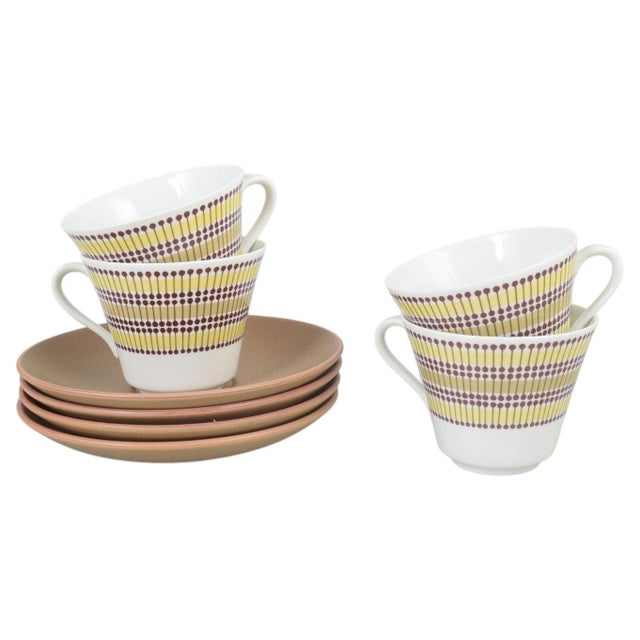 1960s Mandarin Teacups with Saucers by Marianne Westman for Rörstrand, 1960s, Set of 8 For Sale - Image 5 of 5