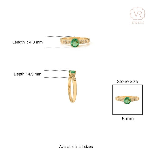 Green VRJewels Emerald & Diamond 14k Yellow Gold Engagement Ring for Women Size 5.5 For Sale - Image 8 of 13