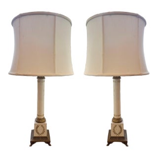 19th Century Pair of French Directoire Style Tole Table Lamps For Sale