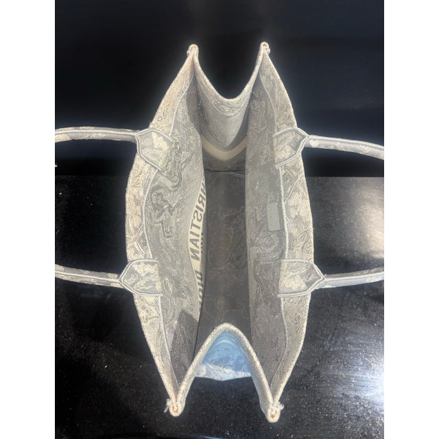 Light Gray Dior Medium Book Tote in Ecru & Gray For Sale - Image 8 of 8