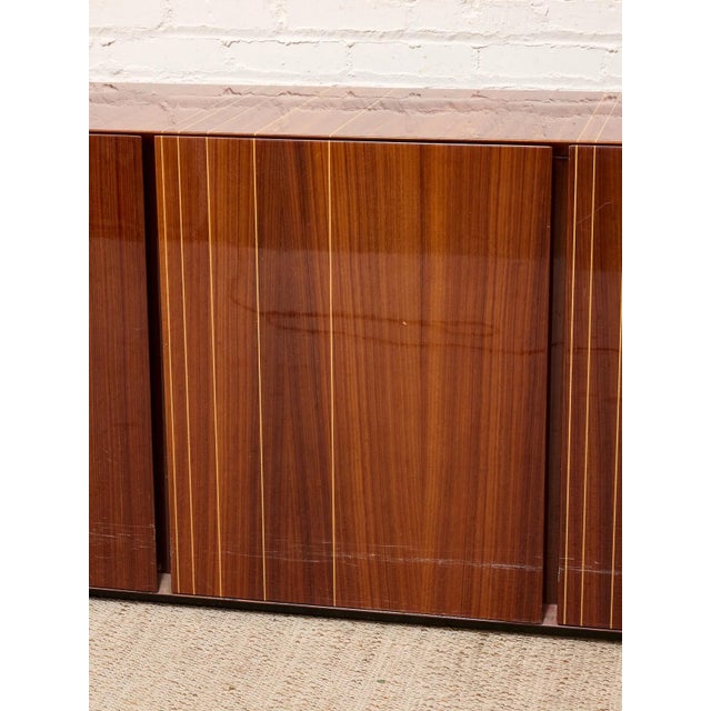 Vintage Italian High-Gloss Wood Three-Door Credenza For Sale In Los Angeles - Image 6 of 12