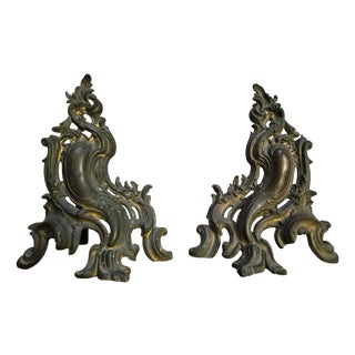 Antique French Bronze Andirons, 1900, Set of 2 For Sale