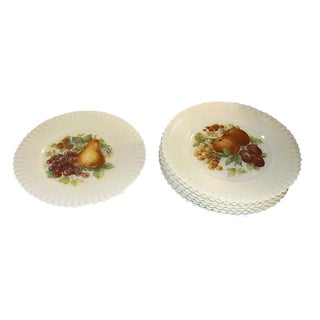 Vaseline Glass Fruit Plates, Set of 6 For Sale