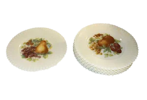 Vaseline Glass Fruit Plates, Set of 6