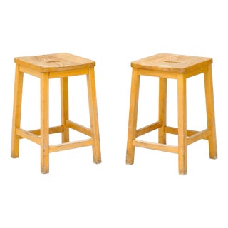 Set of Lab Stools in Beech For Sale
