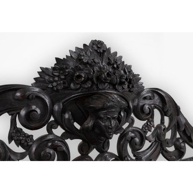 Baroque Carved Black Wooden Sculptured Shelf, France, 1850s For Sale - Image 5 of 16