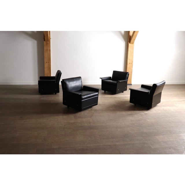 Model 620 Lounge Chairs in Black Leather by Dieter Rams for Vitsoe, 1980s, Set of 2 For Sale - Image 14 of 16