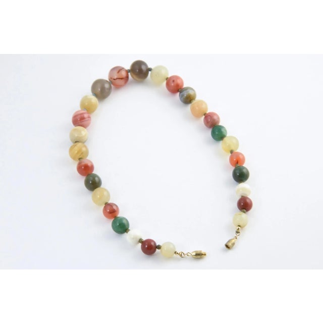 Mid 20th Century Multicolored Agate Bead Necklace For Sale - Image 5 of 8