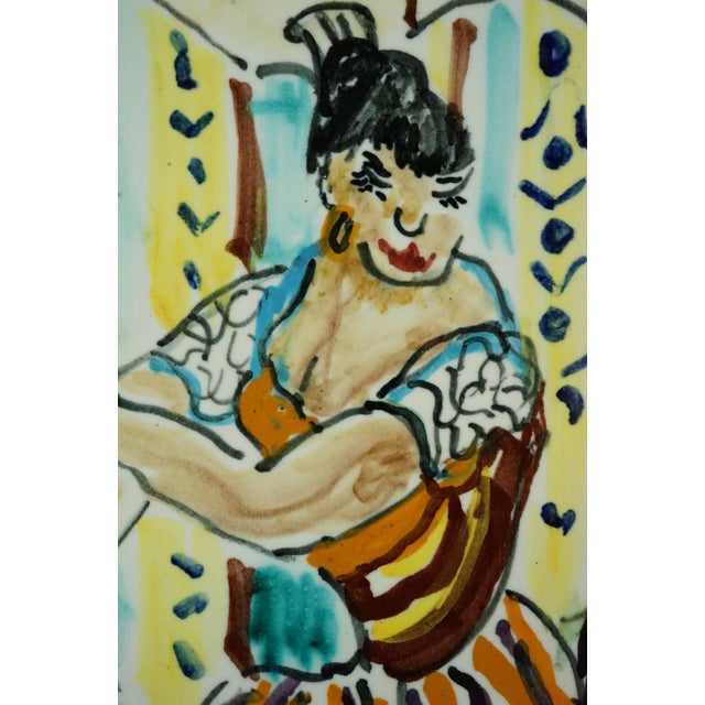 Ceramic Tile with Spanish Flamenco Dancers by Mario Cortiello, Italy, 1920s For Sale - Image 9 of 18