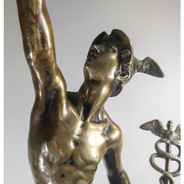 19th Century 34" Italian Grand Tour Bronze of Flying Mercury After Giambologna For Sale - Image 11 of 18