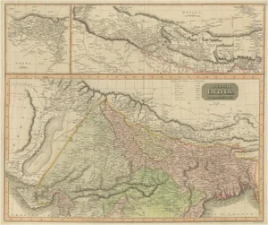 Antique Map of British India with Insets of Kabul and Nepal, 1817