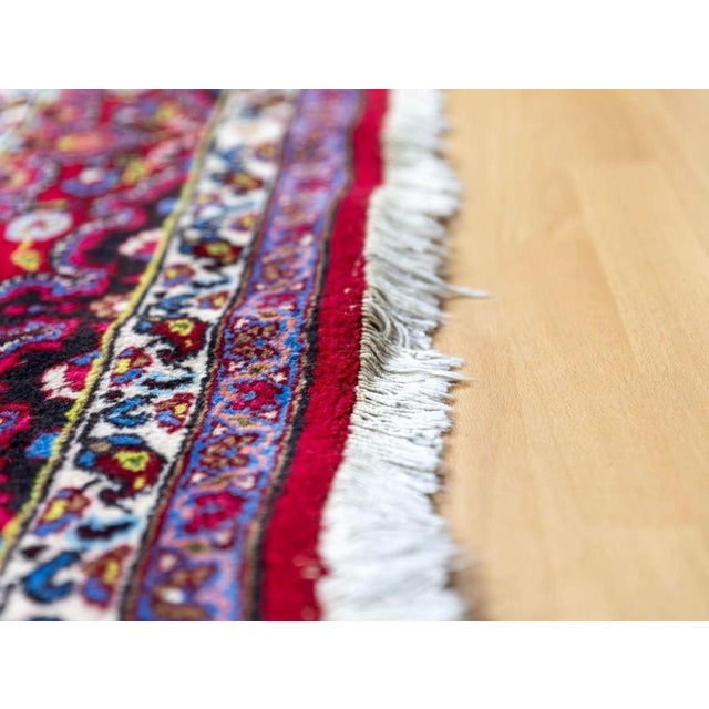 Red Hand-Knotted Sabzevar Rug in Wool For Sale - Image 8 of 15