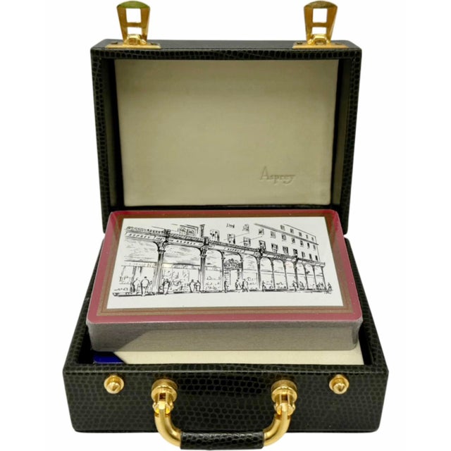 Asprey London Double Deck Playing Cards With Green Leather Case For Sale - Image 11 of 13