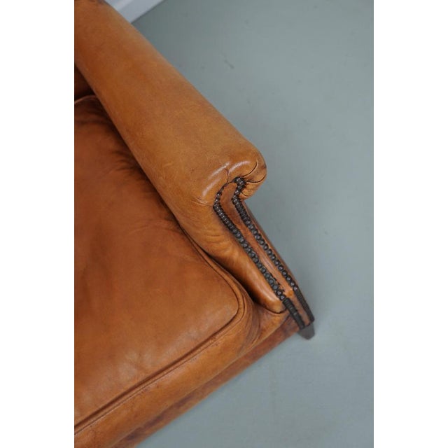 Vintage Dutch Cognac Wingback Leather Club Chair For Sale - Image 13 of 18