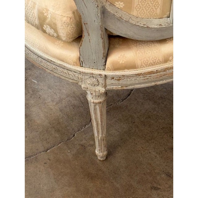 18th Century French Louis XVI Carved and Painted Armchair For Sale In Dallas - Image 6 of 7