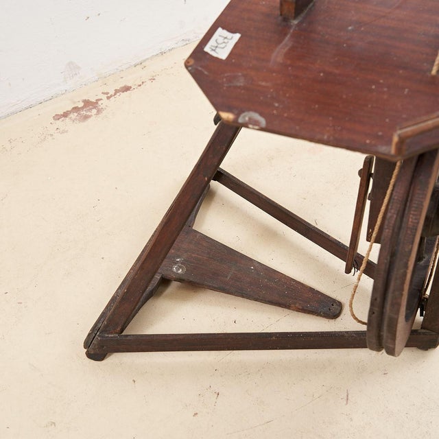 Vintage Wooden Spinning Wheel For Sale - Image 5 of 6