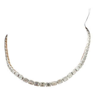 21.84 Ct Bezel-Set Emerald Cut Necklace For Sale