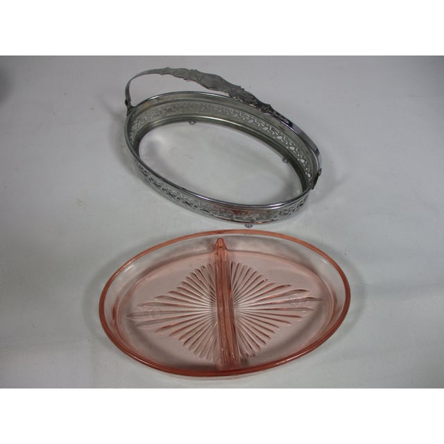 Pink 1930s Art Deco Relish Serving Dish For Sale - Image 8 of 11