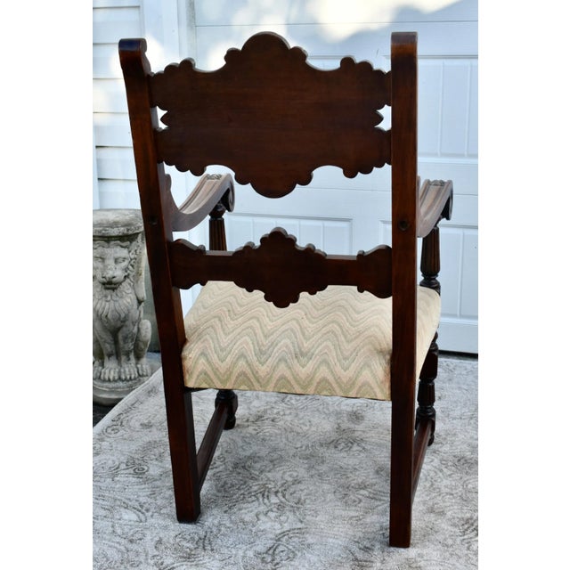 Carved Walnut Tudor Armchair Jacobean Throne Chair Circa 1900 Ornate For Sale - Image 9 of 12