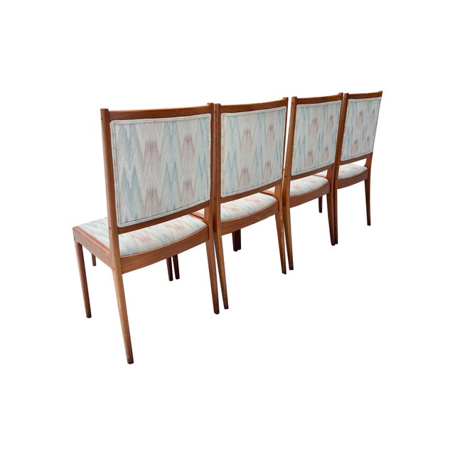 1960s Vintage Danish Modern Teak Dinging Chairs in Blaze Upholstery Set of 6 For Sale - Image 5 of 10