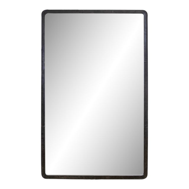 Knox Leather Rectangle Mirror, Black For Sale