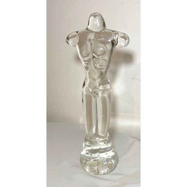 1990s Large Luigi Moro Hand Blown Clear Glass Nude Man Torso Bust Sculpture Statue Art For Sale - Image 12 of 15
