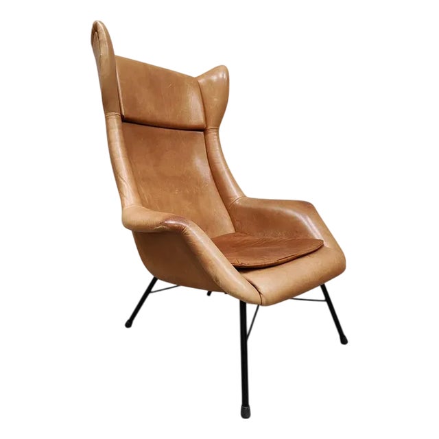 Vintage Czech Wingback Lounge Chair by Miroslav Navratil, 1960s For Sale