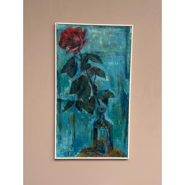 Mid-Century Modern Ernst Baumann, Rose, 1960s, Oil on Canvas, Framed For Sale - Image 3 of 18