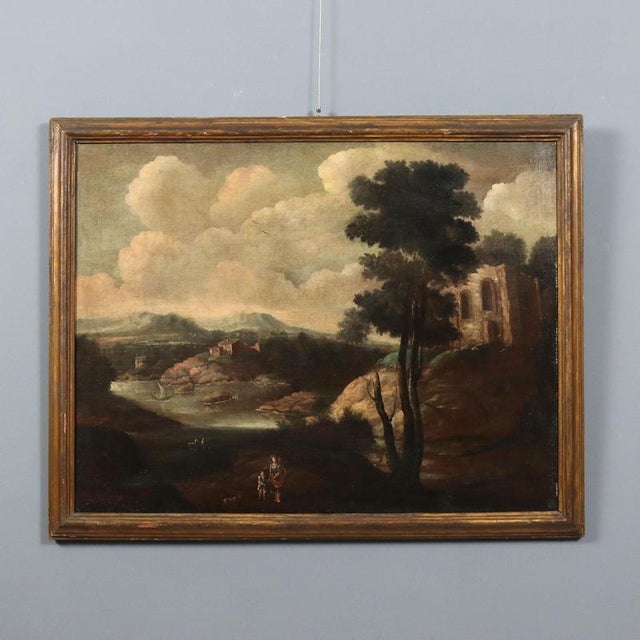 Landscape with Building and Figures, Oil on Canvas For Sale - Image 12 of 12