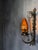 Portuguese Gothic Style Wall Sconce in Wrought Iron with Amber Glass Lampshade, 1960s For Sale - Image 9 of 9