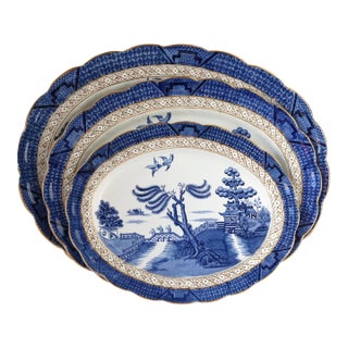 English Willow Pattern Platters, s/3 For Sale