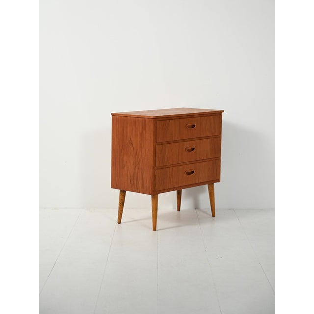 Scandinavian Teak Chest of Drawers with Turned Birch Legs, 1950s For Sale - Image 3 of 10
