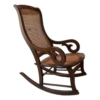 Antique Bentwood Cane Rocking Chair in the Manner of Thonet For Sale