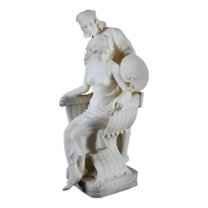 P. Emilio Fiaschi, The Artist's Muse, 19th Century, Large Alabaster Sculpture