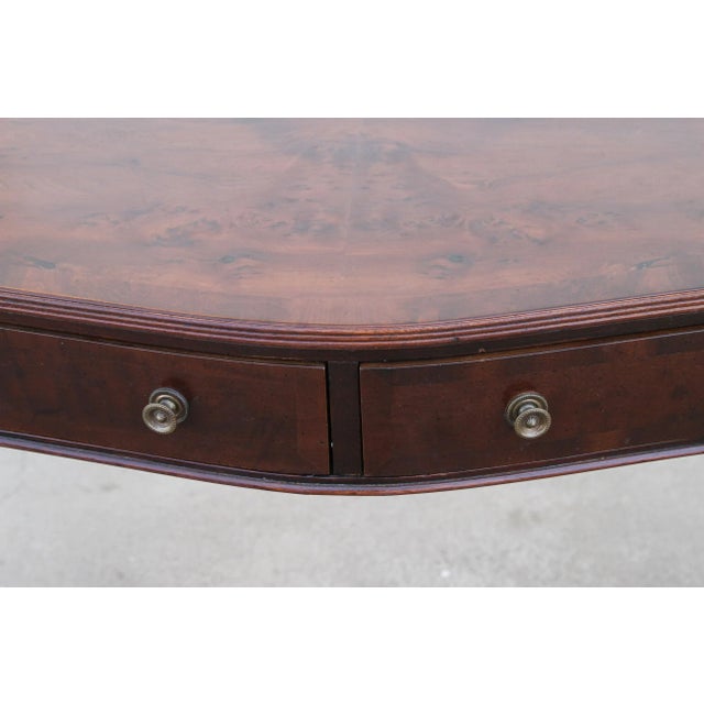 Wood Walnut 2-Drawer Writing Table W/ Burl Walnut Top For Sale - Image 7 of 10