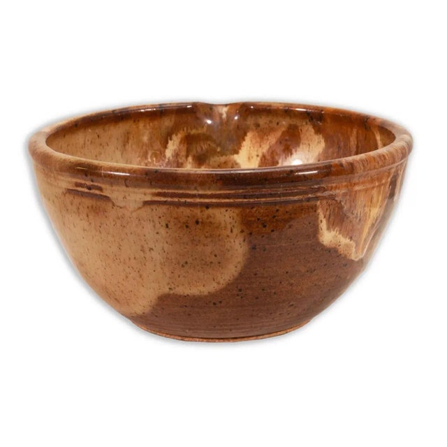 Modern John Glick Modernist Stoneware Earthtone Glazed Ceramic Bowl with Spout Signed For Sale - Image 3 of 8