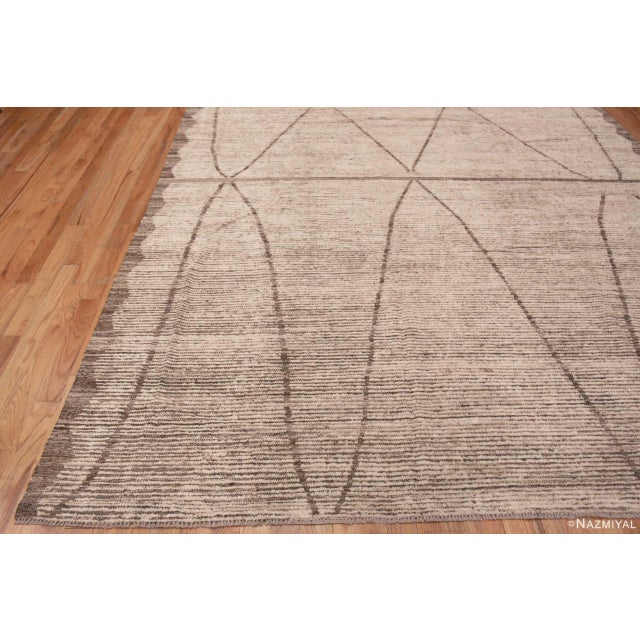 2020s Neutral Cream Brown Color Tribal Design Modern Area Rug For Sale - Image 5 of 7
