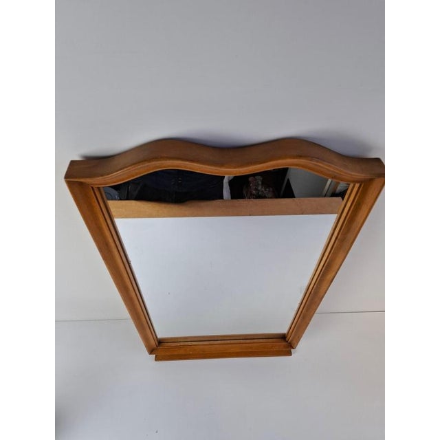 Wood Mid-Century Curved Walnut Frame Mirror, Former Czechoslovakia, 1960s For Sale - Image 7 of 16