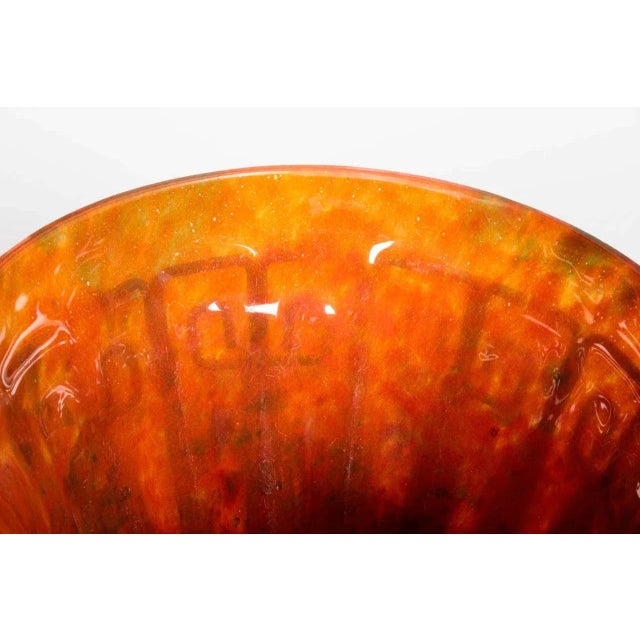 French Art Deco Hand-Hammered Iron and Glass Vase Signed Lorrain For Sale In New York - Image 6 of 8