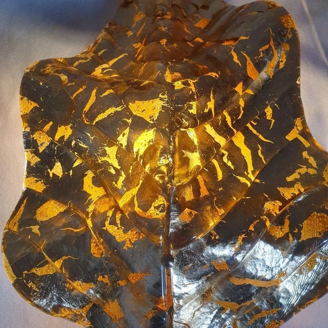 Metal 1980s Gold Murano Glass Leaf Sconces, Mid Century Modern For Sale - Image 7 of 13